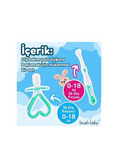Brush-baby Silikon Diş Fırçası Ve Diş Kaşıyıcı İlk Ağız Bakım Seti 0-18 Ay Diğer