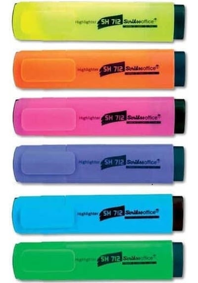 Scrikss Fosforlu Highlighter Canlı Renkler 6'lı Kalem Seti Sh712 Çok Renkli