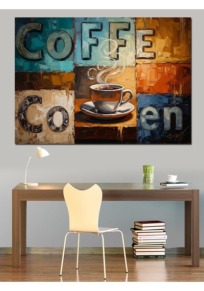 Ahşap Tablo Kahve Fincanı Ve Coffee Yazıları