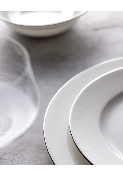 Madame Coco Galena 6 Kişilik 24 Parça Yemek Takımı - Beyaz/silver 8684427193433 Çok Renkli