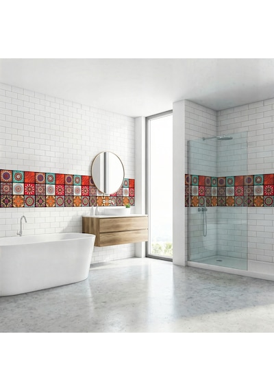 30x60 Cm Kendinden Yapışkanlı Duvar,banyo,tezgah Arası Kaplama Çok Renkli 9-1-30x60-6