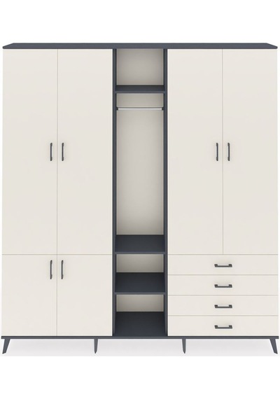 Arges Dolap 14 Raflı 4 Çekmeceli Tek Askılı 220x30x243 Antrasit-aytaşı/aytaşı Aytası/aytası Arges Dolap 14 Raflı 4 Çekmeceli Tek Askılı 220x30x243 Antrasit-aytaşı/aytaşı Aytası/aytası