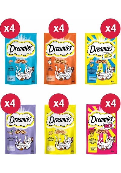 Dreamies Karışık Ödül Maması Paketi 6 x 24'lü 60 G