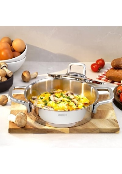 New Stahl Çelik Kapaklı Sahan 22 Cm 2 Parça-ınox Açık Bakır
