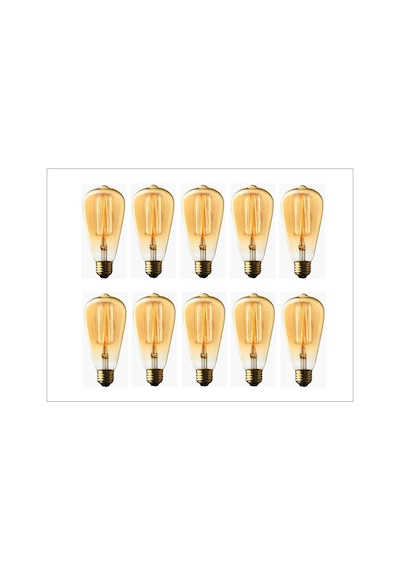 Akkor Aydınlatma ST64 40W Armut Tipi Rustik Edison Ampul 10 Adet
