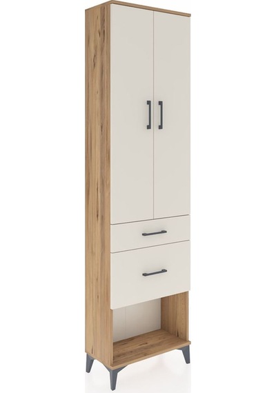 Arges Dolap 2 Raflı 2 Çekmeceli Tek Askılı 60x30x221 Çam-aytaşı Çam