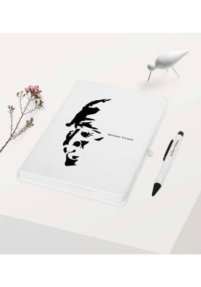 Kişiye Özel Atatürk Temalı Beyaz Defter Kalem Seti - 7