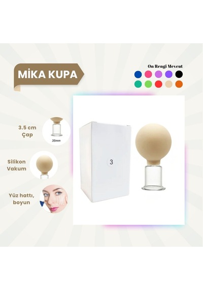 Silikon Vakumlu Mika Yüz Masaj Kupası No:3 Bej Çok Renkli
