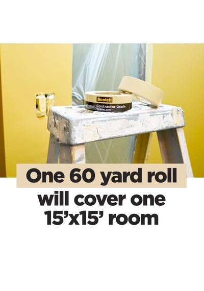 Scotch Müteahhit Sınıfı Maskeleme Bandı, Tan, Genel Kullanım İçin Bant, Çok Yüzeyli Yapışkan Bant, 1.88 İnç X 60.1 Yards, 3 Rulo