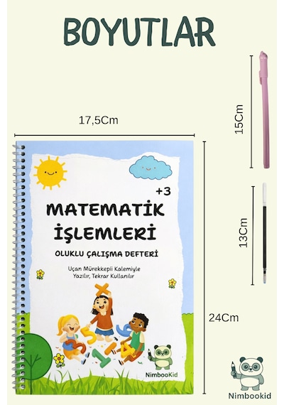 Sihirli Kalemli Oluklu Kabartmalı Etkinlikli Dört İşlem Defteri Güzel Yazı Matematik İşlemleri