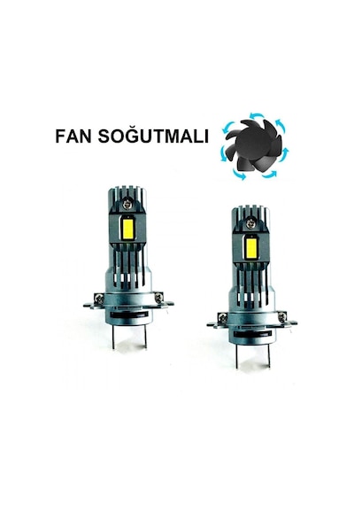 Megamarket06 H7 Mini Fanlı Led Oto Ampul 2'li Set