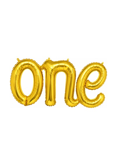 One Yazısı Gold Folyo Balon Altın