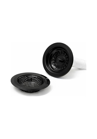 Fkn Siyah Eviye - Lavabo Gider Süzgeci Ve Çöp Tıkacı Seyyar Süzgeç 2 Ürün