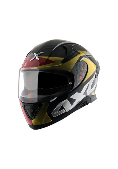 Axor Apex Chrometech Pinlock Dahil Kapalı Motosiklet Kaskı Altın - Kırmızı