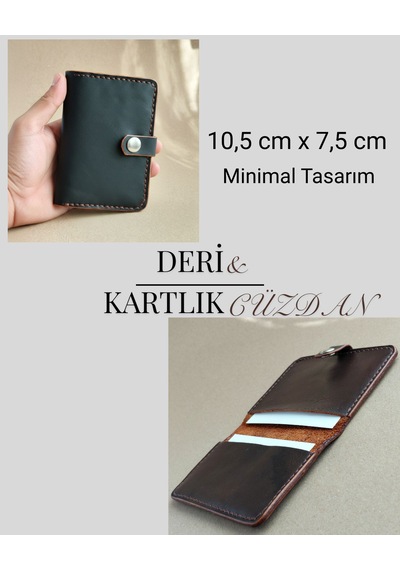 Luna Luster Hakiki Deri Erkek Siyah Minimalist Avuçiçi Tasarım Kartlık & Cüzdan Drc12 Siyah-kahve