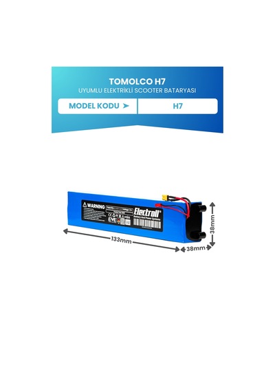 Tomolco H7 Batarya 36v 6.600mah Elektrikli Scooter Bataryası Mavi