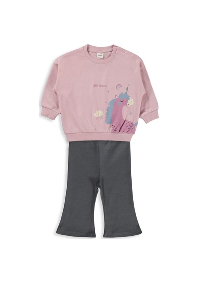 Unicorn Baskılı 6-18 Ay Takım - Pembe