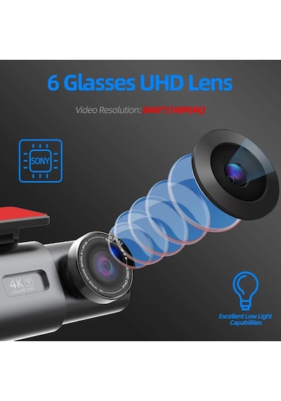 Yeni Çift Lens 4k Sürüş Kaydedici Mini Kamera Gps Wifi 1080p Arka Görüş Kamerası İle 24 Saat Park Etme Gece Görüş Kara Kutu Araç İçi Kayıt 64 Gb
