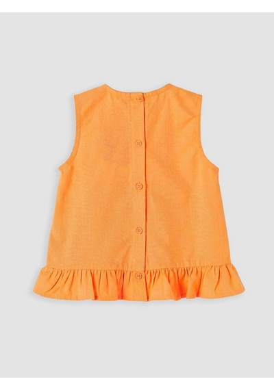 Fırfırlı Kız Çocuk Bluz Ve Pantolon Turuncu