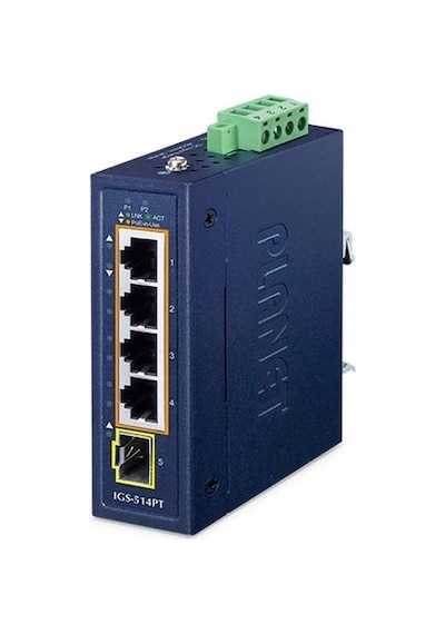 Planet Pl-ıgs-514pt 4 Port Gigabit 1 Port Sfp Poe+ Industrial Ethernet Switch