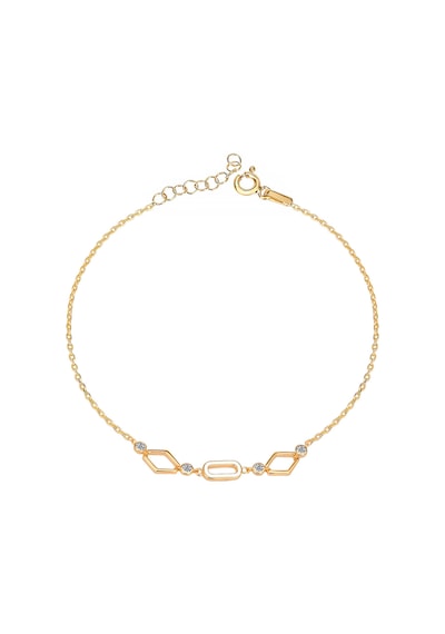 Emılıano Jewellery 925 Ayar Zirkon Taşlı Mineli Geometrik Şekilli Bileklik Gümüş - Rose Gold