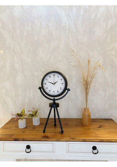 Siyah Metal Mini Tripod Farsça Masa Saati 45 26 Cm Çok Renkli