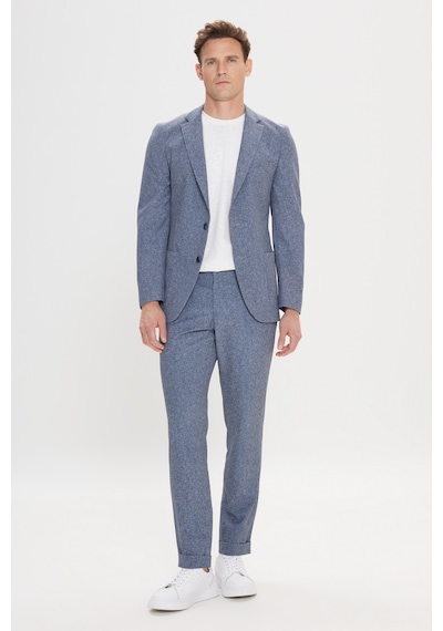 Ac&co Erkek Lacı Slim Fit Mono Yaka Beli Bağlamalı Desenli Takım Elbise
