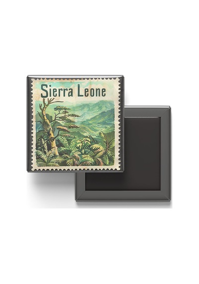 9x9 Cm Buzdolap Magnetleri - Sierra Leone - 2'li Pul Ve Bayrak Seti