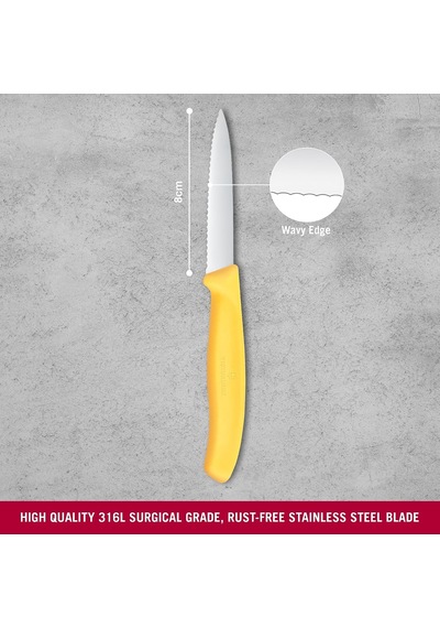 6.7638.c1 Swiss Classic 8cm Tırtıklı Soyma Bıçağı, Sarı