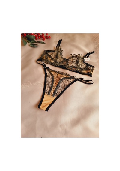 Demirsa Boutique Siyah Bralet Takım Sütyen&tanga Siyah, Bej