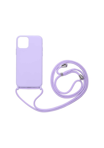 Kilifone - İphone 12 Pro Max Uyumlu Kılıf İp Askılı Koruyucu Ropi Kapak - Mor - T15123