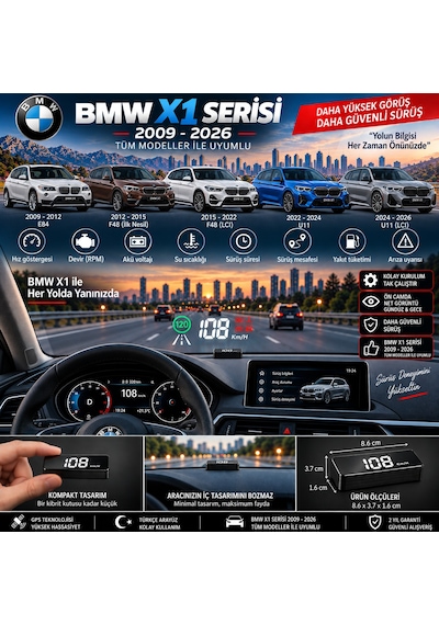 Bmw X1 Serisi 2009-2026 Modeller İçin Head Up Display Hayalet Gösterge Ekranı Ön Cam Hız Göstergesi
