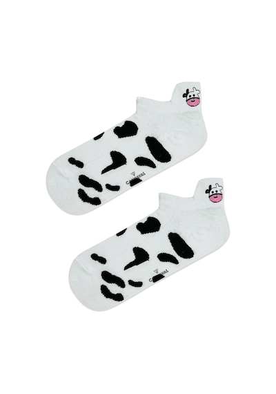 Carnaval Socks İnek Desenli Ve Nakışlı Patik Spor Çorap Beyaz
