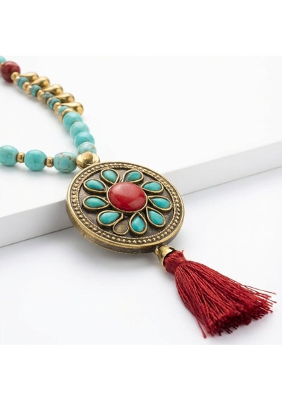 Nomad Ember Püsküllü Kolye Kırmızı