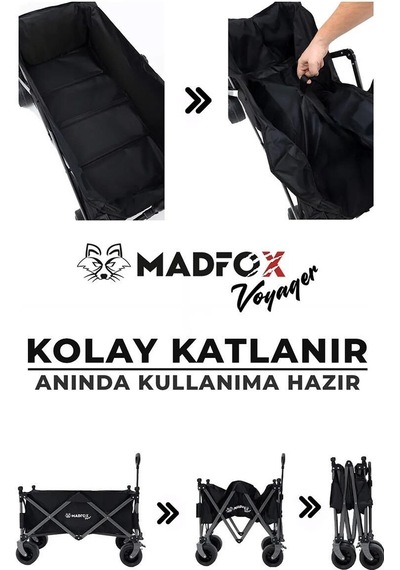 Madfox Voyager Katlanır Çok Amaçlı Yük Taşıma Arabası Vagon Çok Renkli