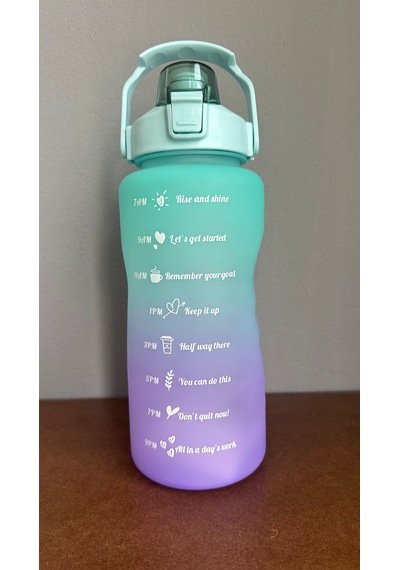Motivasyonel Su Matarası Suluk 2 Litre Stıcker Ve Pipetli Su Matarası Mor