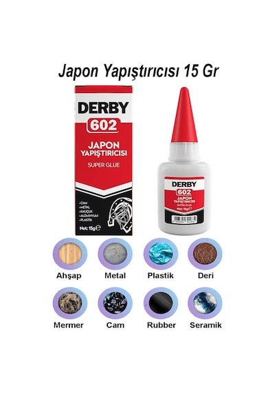 Derby 602 Japon Yapıştırıcı 15 Gr 1 Adet Yüksek Yapıştırma Gücü Tek Bileşenli Düşük Viskozite Güçlü Yapıştırıcı 15gr