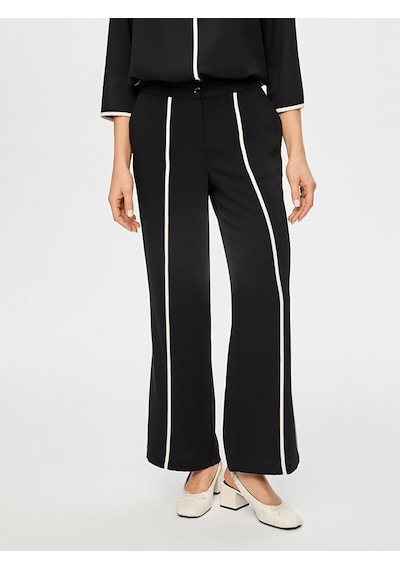 Faik Sönmez Wide Leg Fit Renk Bloklu Pantolon S26pnt020 Us26pnt02010 Siyah