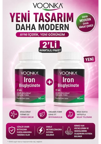 Voonka Iron Bisglycinate 90 Tablet 2 Adet