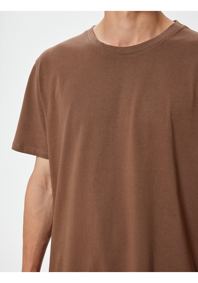 Koton Basic Tişört Slim Fit Bisiklet Yaka Kısa Kollu Kahverengi 4sam10842hk Kahve