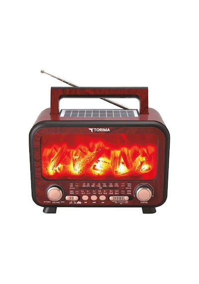Torima D72 Koyu Ahşap Nostalji Bluetooth Hoparlör Radyo Solar Panelli (İthalatçı Garantili)