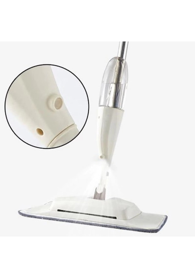 Pratik 360 Derece Dönen Ergonomik Sihirli Su Hazneli Spreyli Mop Paspas Lisinya Beyaz