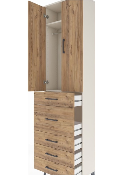 Arges Dolap 2 Raflı 5 Çekmeceli 2 Kapaklı 60x30x221 Aytaşı-çam Aytaşı