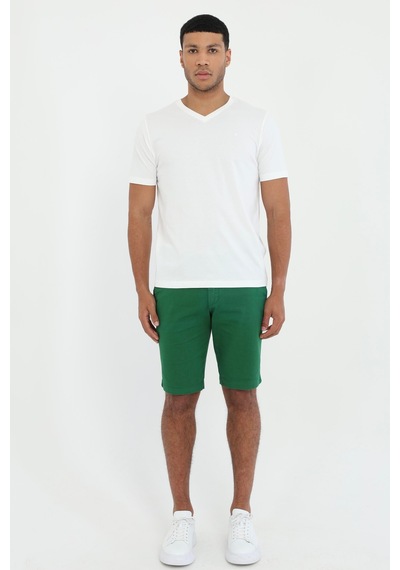 Dufy Erkek Slim Fit V Yaka Beyaz T-shirt-25712