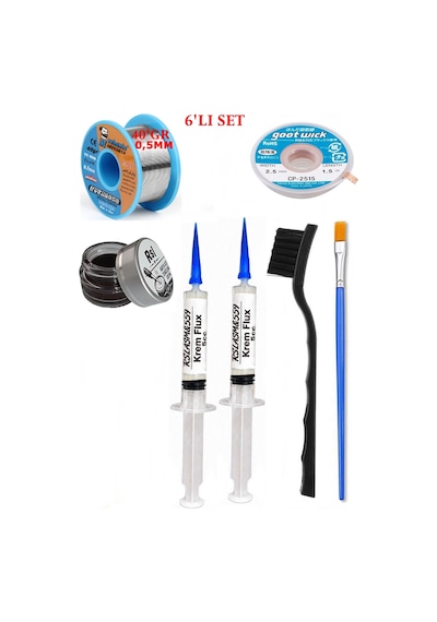 Lehimleme Seti 40 G 0,5 Mm Lehim Teli Cp-2515 Lehim Fitili Flux Lehim Toplama 2fırça Seti Tk111