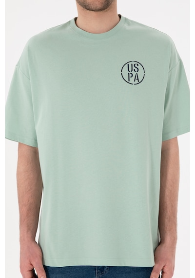 U.S. Polo Assn. Erkek Oversize Fit Bisiklet Yaka Su Yeşili Tişört 50305904-VR048