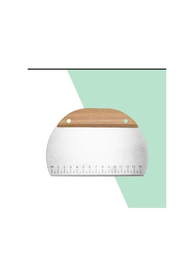 Oval Ölçülü Bambu Saplı Hamur Spatula Şekillendirici Kazıyıcı Kesici Paslanmaz Çelik 14,5 Cm Çelik K Diğer