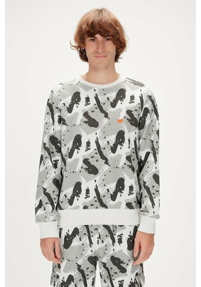 Bad Bear Hardy Crewneck Beyaz Baskılı Erkek Sweatshirt-23.02.12.0