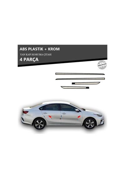 Kia Cerato 2011 Üzeri Yan Kapı Koruma Çıtası Plastik + Krom Unvrslppkçt00063