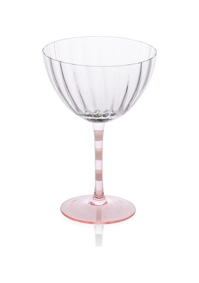 The Mia Ayaklı Cam Dondurma Kasesi Pembe Beyaz 280 Ml